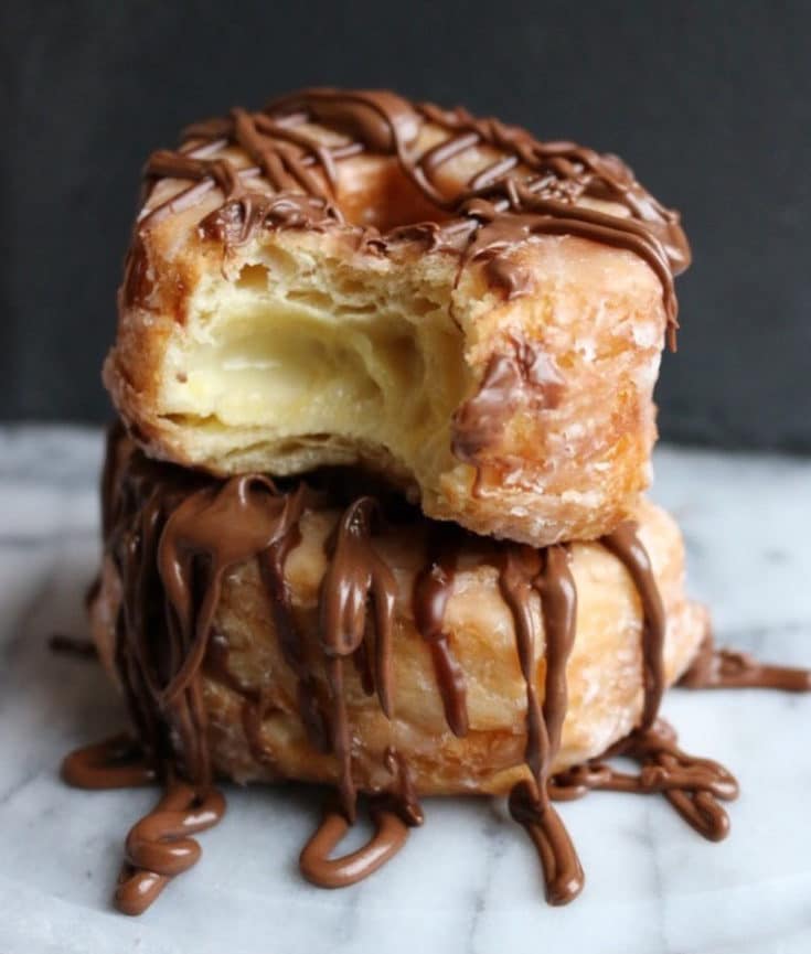 cronuts with chocolate drizzle